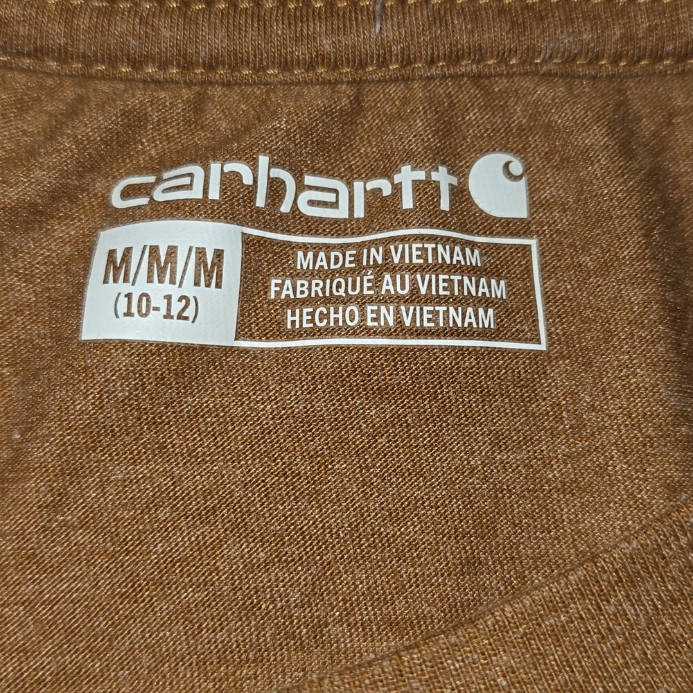 Boys Carhartt Brown Short Sleeve Graphic Tee with Outdoors Dog Print - Picture 3 of 3
